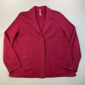 Olsen Europe Unlined Wool Blazer/Sweater Jacket, Burgundy, Snap Close - Women 14